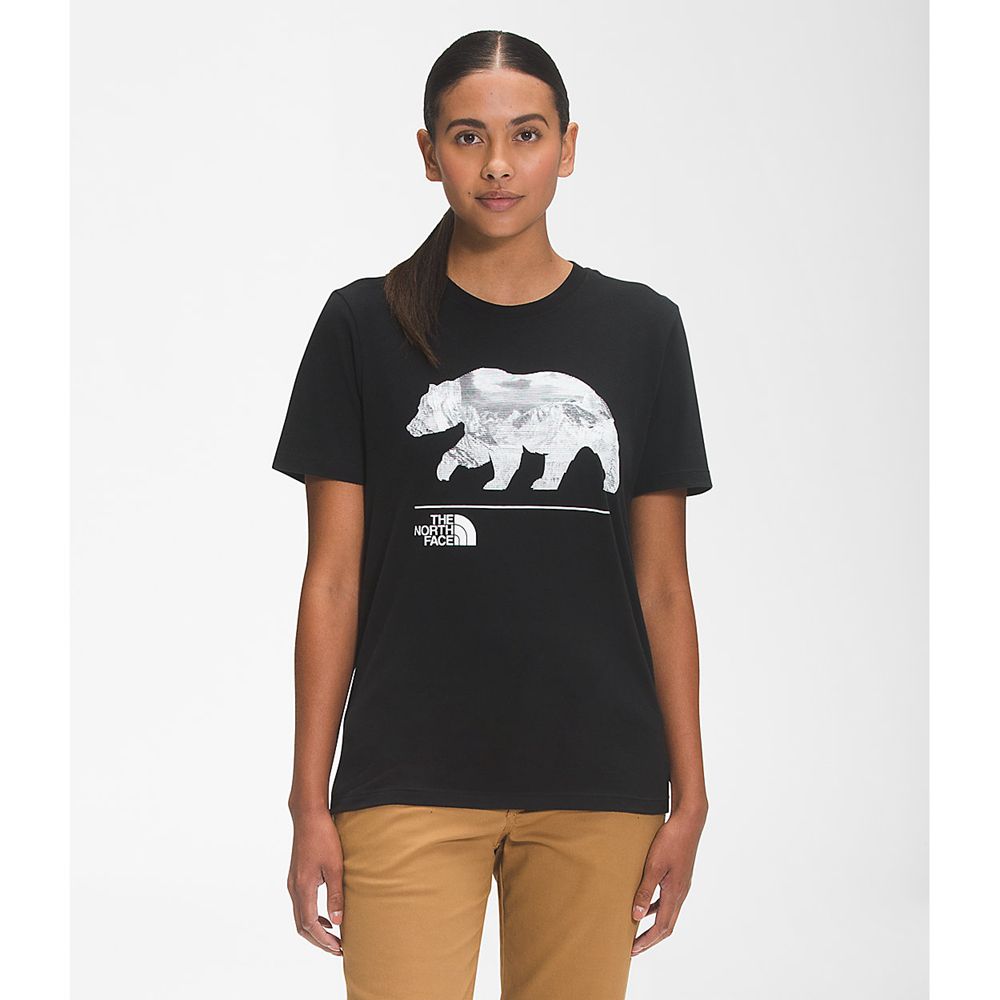 The North Face T-Shirts Womens Australia - The North Face Short Sleeve Bearscape 2.0 Black / Grey (Z